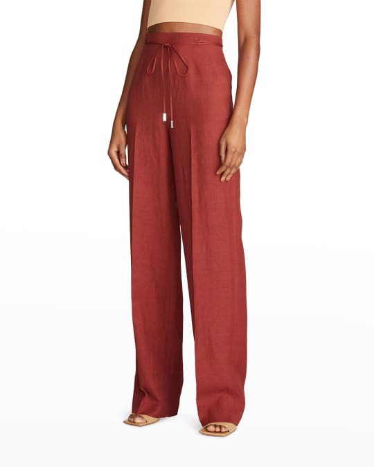 High-Rise Linen Trousers