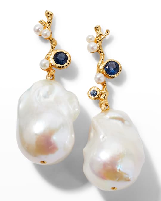 Baroque Pearl Floret Drop Earrings