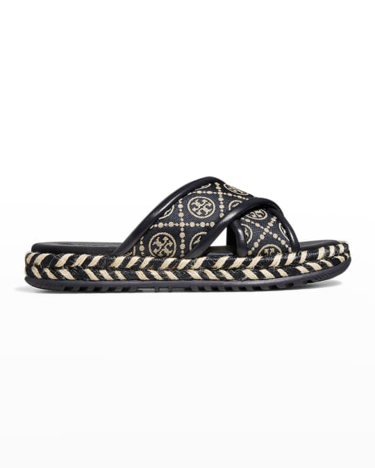 Tory Burch T Monogram Crisscross Espadrille Sandals | Neiman Marcus