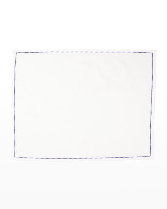 Vietri Cotone Linens Ivory Placemats with Cobalt Stitching, Set of 4