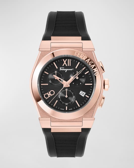 Ferragamo Men s Vega Chrono IP Rose Gold Watch 42mm Neiman Marcus