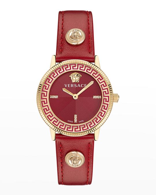 Versace Gold 48mm Red Strap Watch Versace Vanity Red Dial Gold Tone Women main image 4
