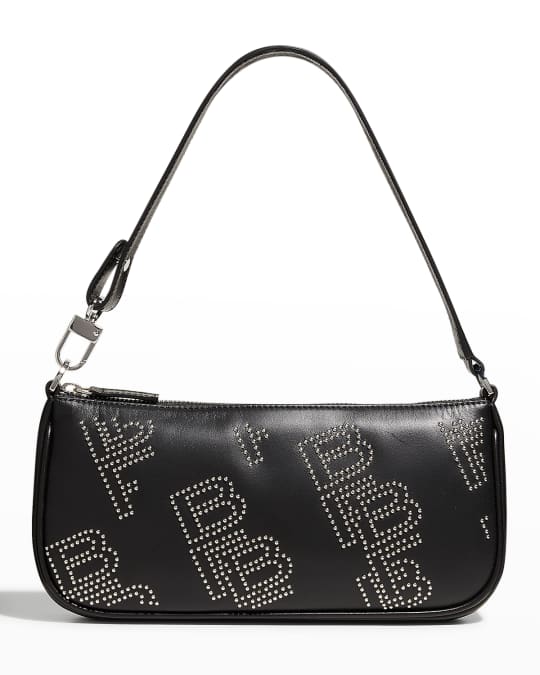 By Far Black Leather Rachel Shoulder Bag In Bl Black