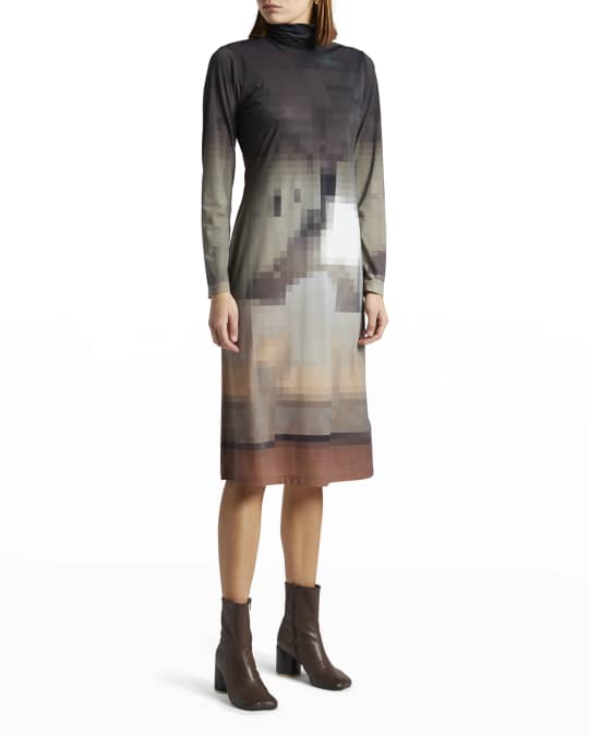 【予約販売品】 MM6 Maison Margiela Pixel Printed Turtleneck Midi Shift ワンピース