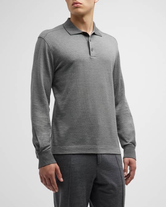 ZEGNA Men's Cotton Jacquard Polo Shirt | Neiman Marcus