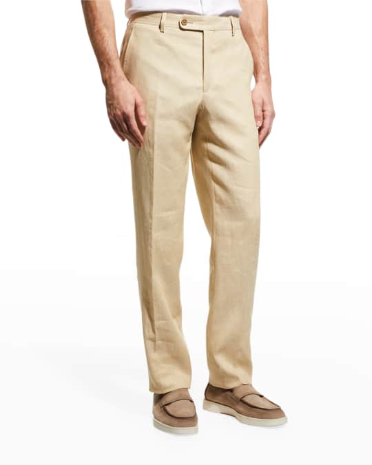Santorelli Men's Natural Stretch Linen Pants | Neiman Marcus image.