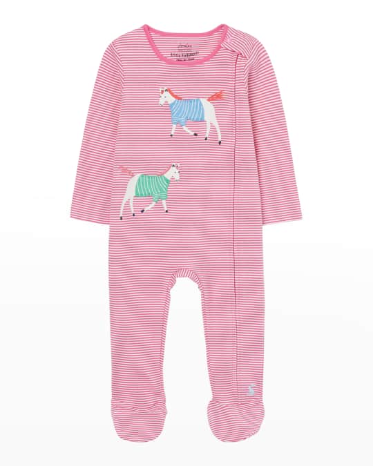 Joules Girl s Zippy Striped Horse Footie Pajamas Size Newborn 9M