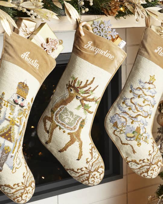 Neiman Marcus Personalized Reindeer Needlepoint Stocking Neiman Marcus