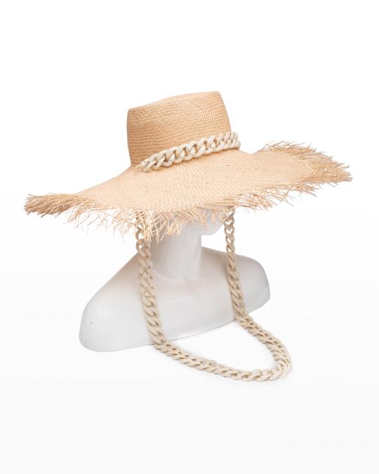 Eugenia Kim Valentina Frayed Straw Sun Hat w/ Chain Strap  display picture 3