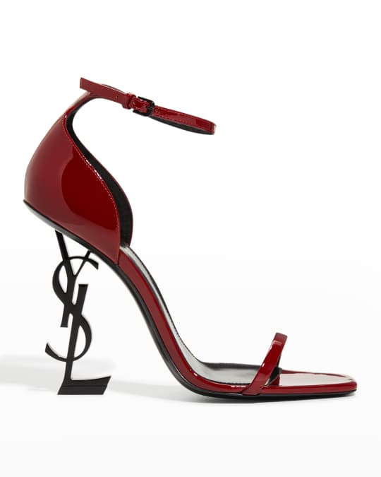 Saint Laurent Opyum YSL Patent Ankle-Strap Sandals | Neiman Marcus