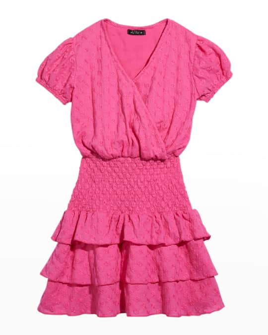 Flowers By Zoe Girl's Tiered Ruffle Floral Eyelet Dress, Size 4-6 ...