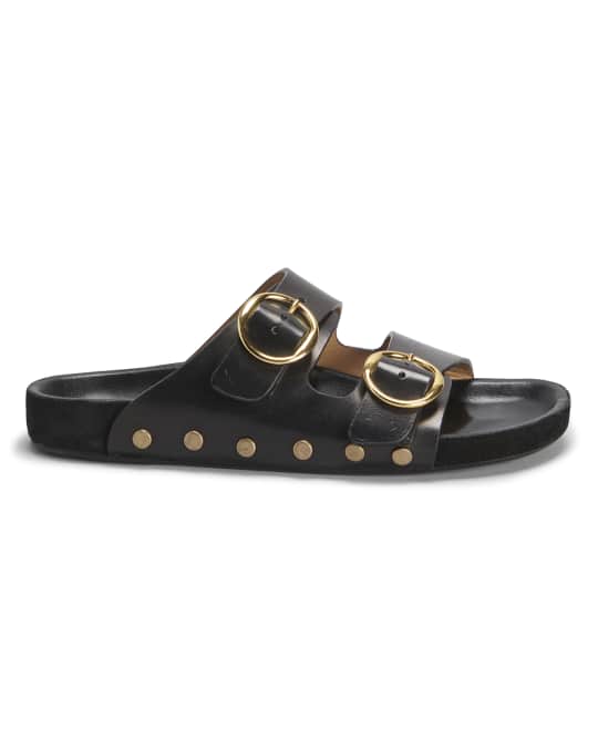 Isabel Marant Lennyo Studded Leather Slide Sandals | Neiman