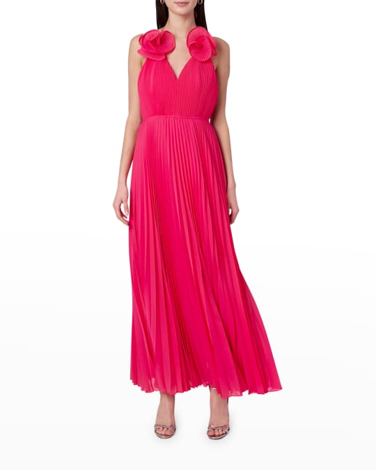 Milly Evie Pleated A-Line Gown | Neiman Marcus