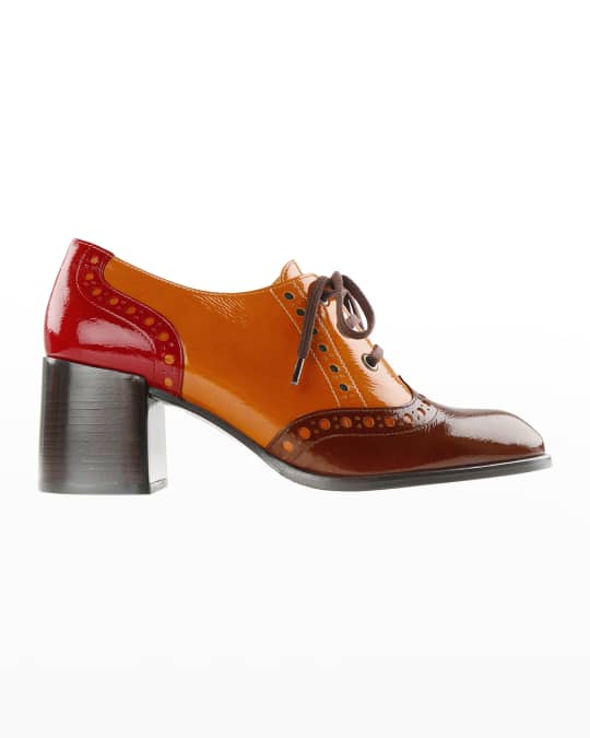 Chie Mihara Gamiku Colorblock Heeled Derby Loafers | Neiman Marcus