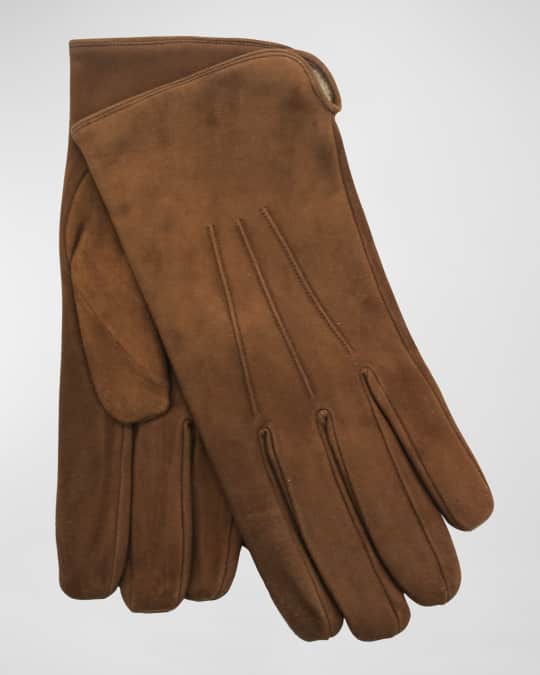 Portolano Men's CashmereLined Suede Gloves Neiman Marcus