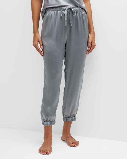 Neiman Marcus Cropped Silk Joggers Neiman Marcus