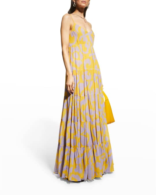 Rhode Josephine Tiered Spaghetti-Strap Maxi Dress | Neiman Marcus