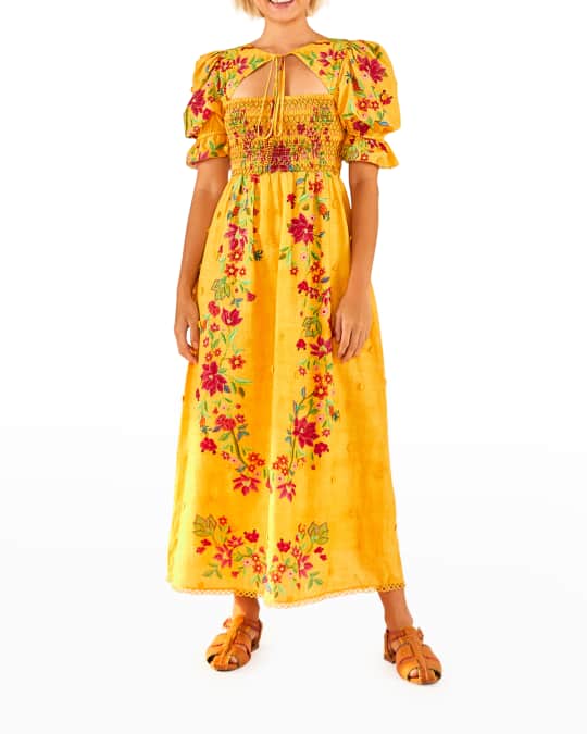 Farm Rio Flower Dream Embroidered Applique Maxi Dress | Neiman Marcus