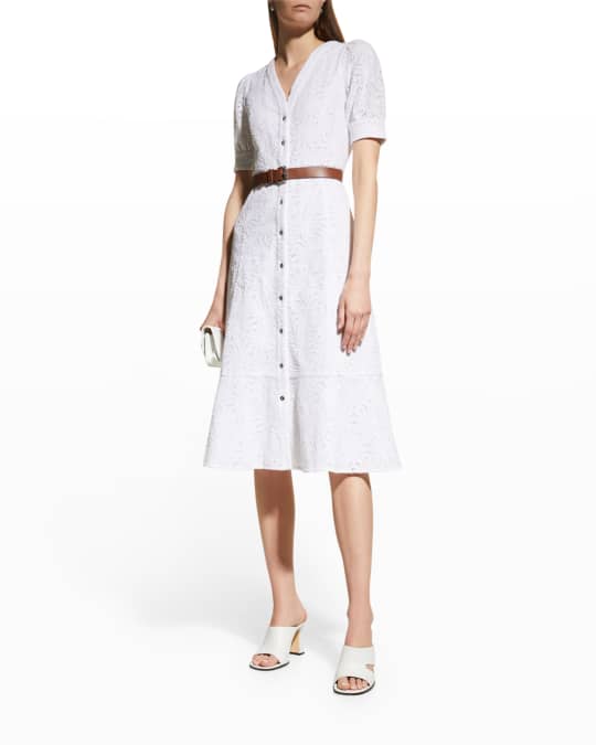 michael kors white embroidered dress Floral Embroidered Dress in WHITE
