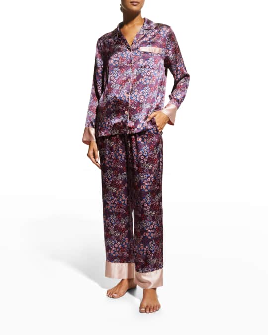 Neiman Marcus Long Printed Silk Pajama Set | Neiman Marcus