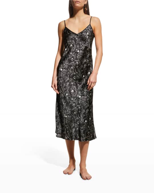 Neiman Marcus Floral Print Silk Nightgown Neiman Marcus