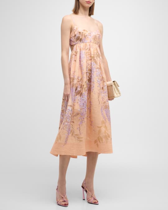Zimmermann Pattie Floral Button-Front Mini A-Line Dress | Neiman Marcus