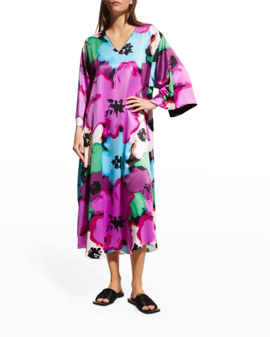 Natori Tsubaki Floral Print Caftan Neiman Marcus