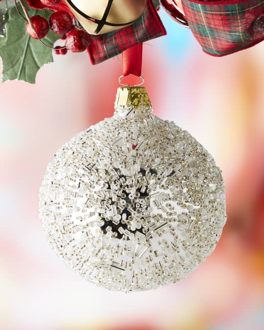 Neiman Marcus Silvery Chunky Glitter Holiday Ornament Neiman Marcus