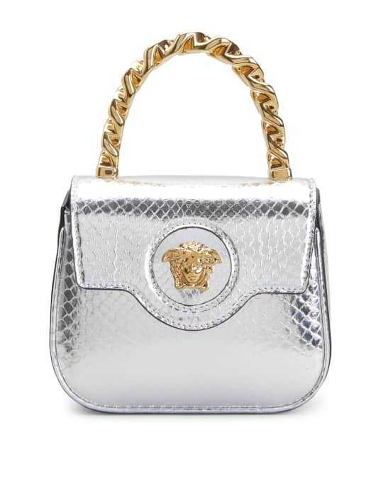 La Medusa Mini Metallic Leather Tote Bag in Gold - Versace