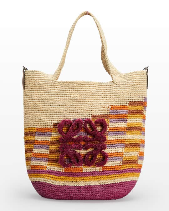 Mini Slit bag in raffia and calfskin