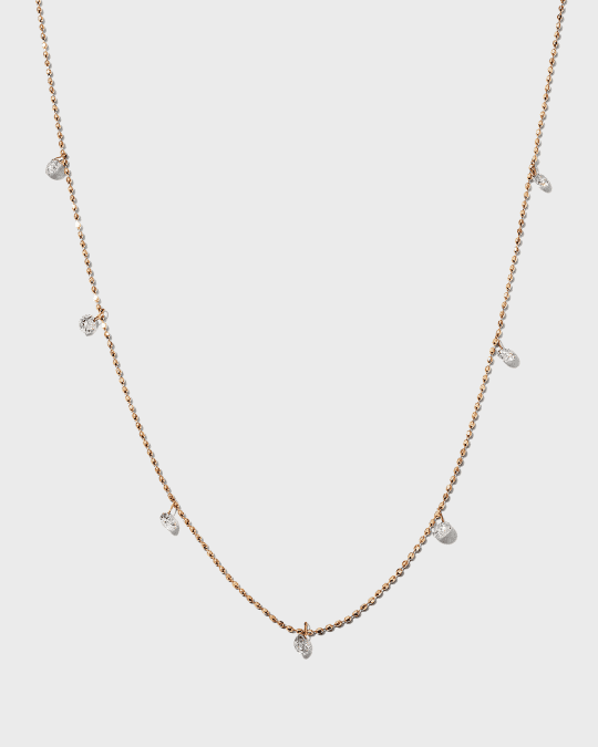 Tiny Floating Diamond Necklace in Rose