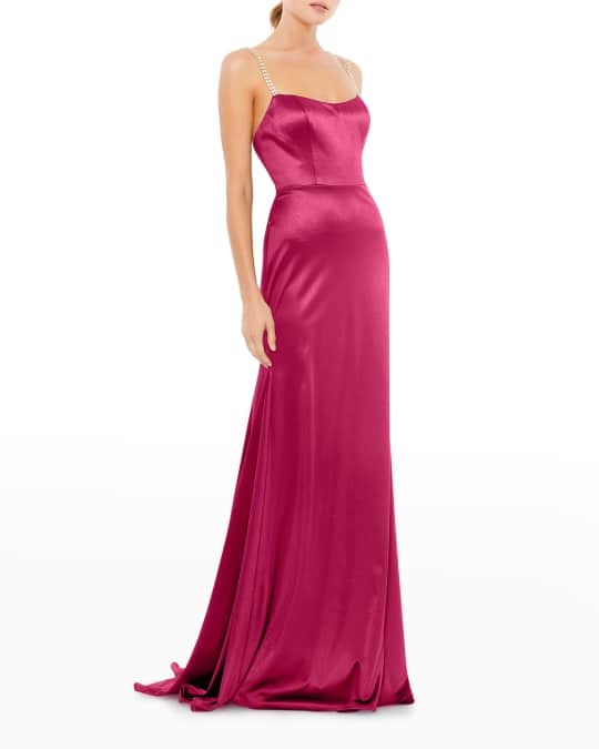 Ieena for Mac Duggal Jewel Strap Charmeuse Gown Neiman Marcus
