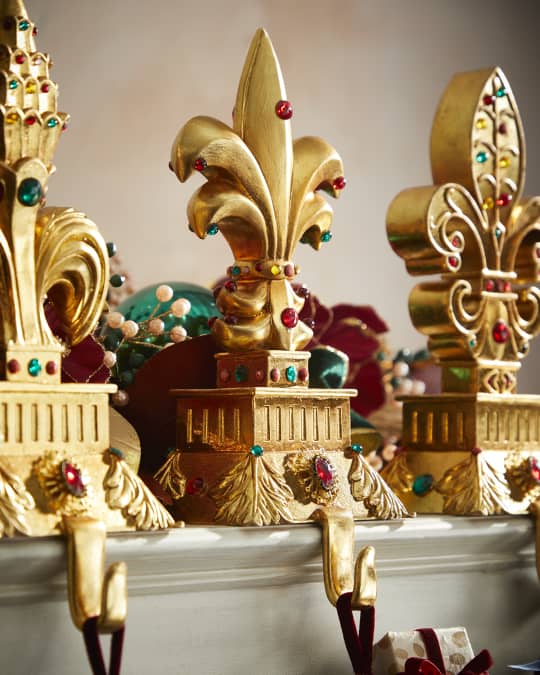 Neiman Marcus Fleur de Lis Double Petal Stocking Holder Neiman Marcus