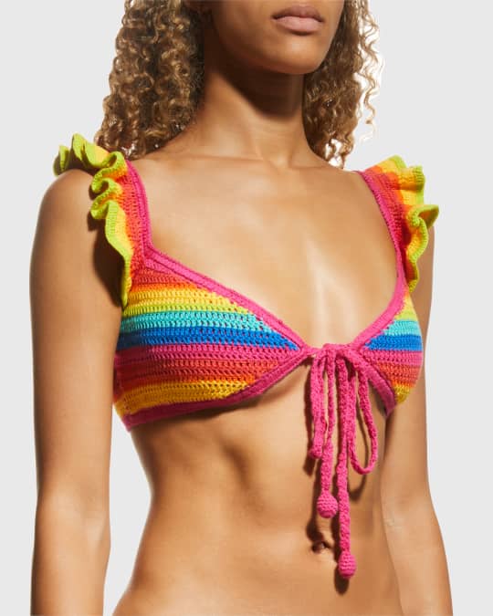 Rainbow crochet bikini top clearance