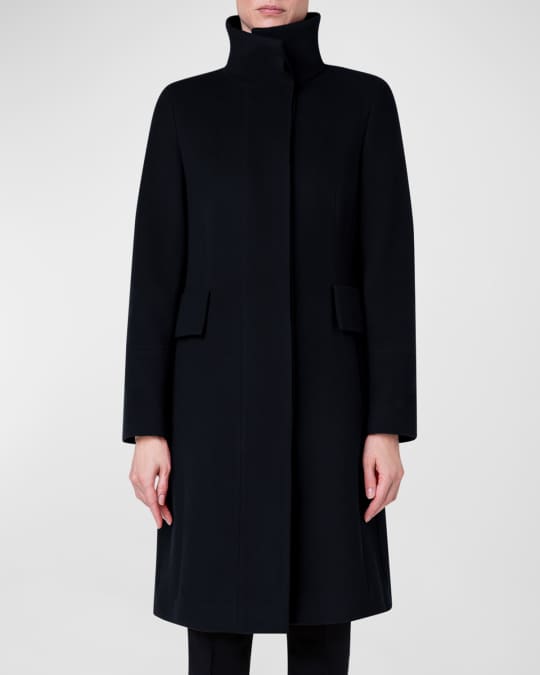 Akris punto Duffle Knee-Length Wool Coat | Neiman Marcus
