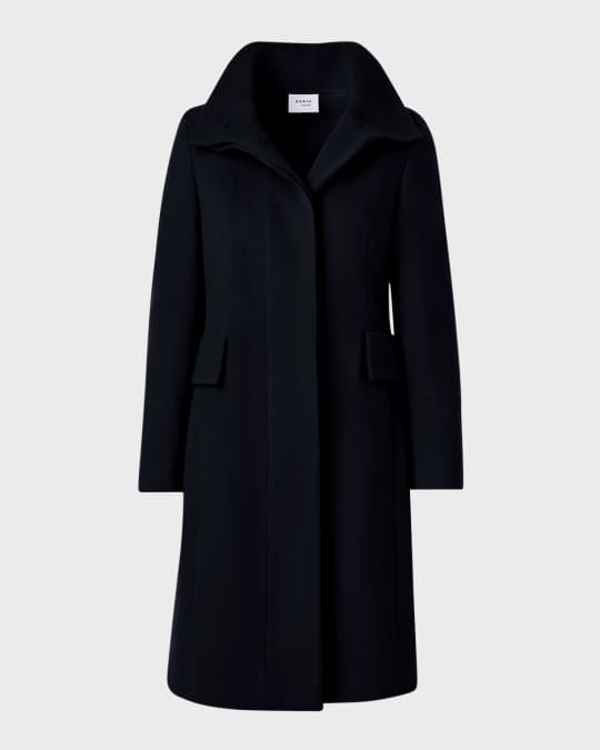 Akris punto Duffle Knee-Length Wool Coat | Neiman Marcus