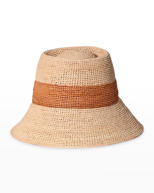 Janessa Leone Monti Two-Tone Raffia Bucket Hat | Neiman Marcus display picture 3