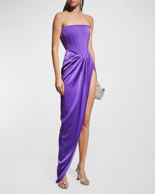 Alex Perry Ledger Strapless Corset Satin Crepe Gown Neiman Marcus 