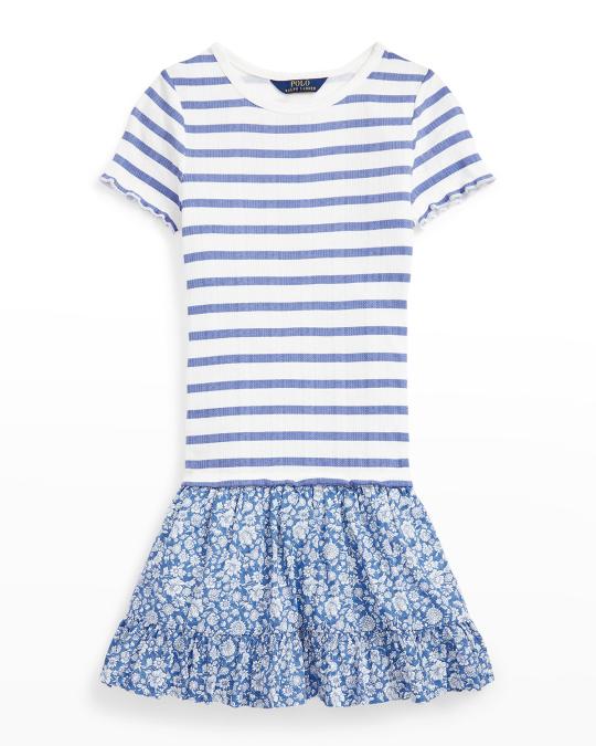 lauren ralph lauren pointelle knit dress Childrenswear Girl's Striped Pointelle-Knit Cotton Dress, Size S-L Category_Trending