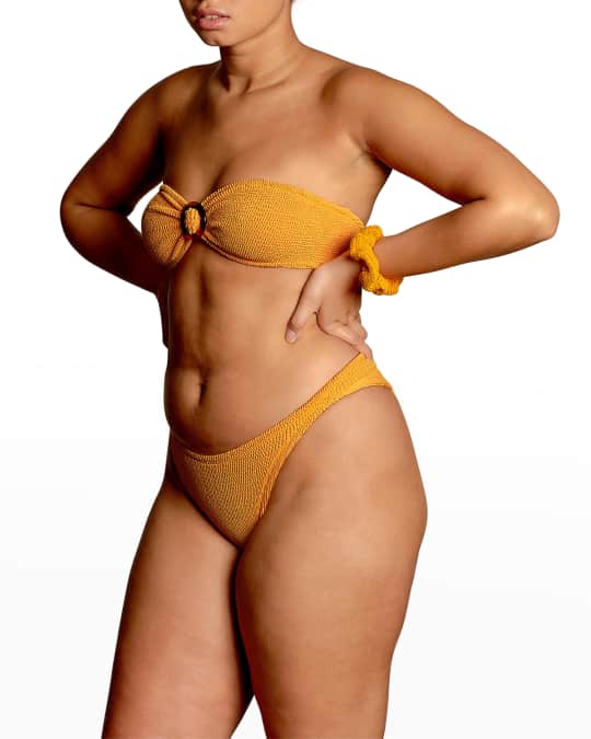 Hunza G Flora Crinkle Two-Piece Bikini Set (One Size) Neiman Marcus