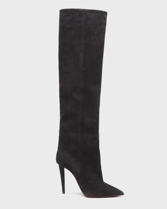 Christian Louboutin, Shoes, Christian Louboutin Knee Boot Red Sole Black  Suede