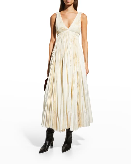 Jil Sander Pleated Taffeta Maxi Dress Neiman Marcus