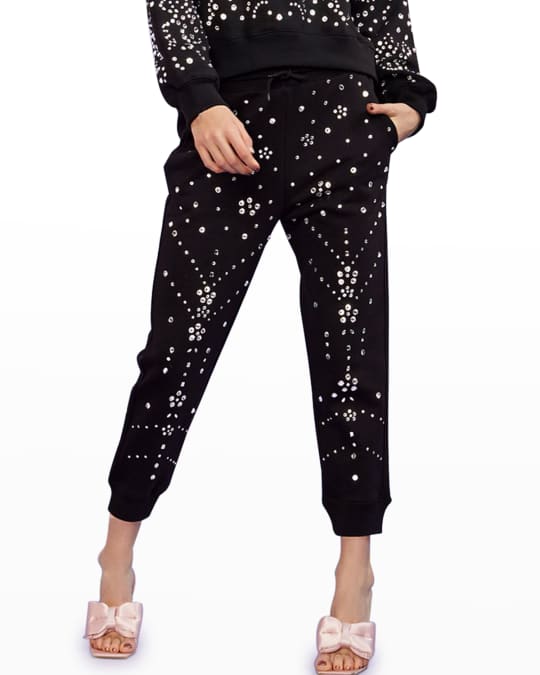 Cynthia Rowley Rhinestone Embellished Cropped Sweatpants Neiman Marcus