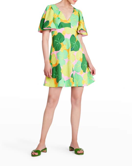cucumber leaf print swing dress