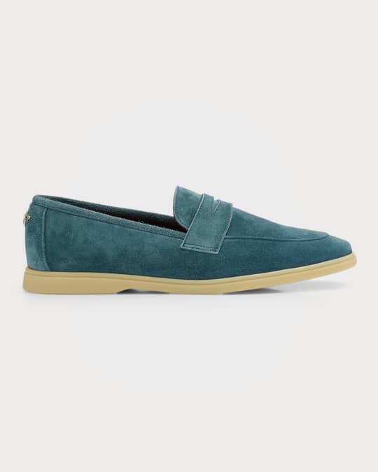 Bougeotte Suede Sporty Penny Loafers | Neiman Marcus