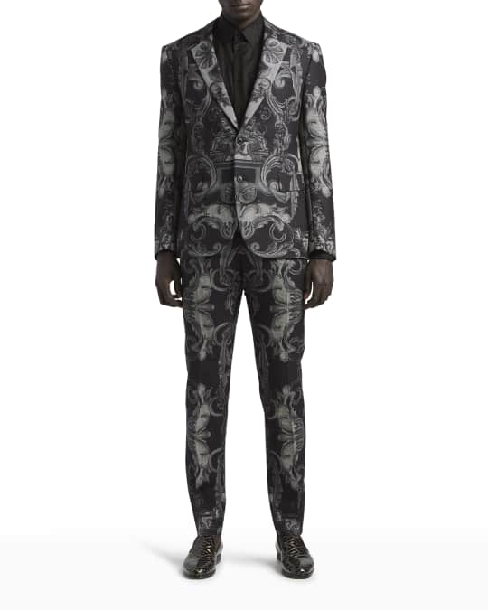 versace バロック柄 ジャケット ブラック &グレー 54 Versace Men's Baroque Tuxedo Jacket | Neiman Marcus