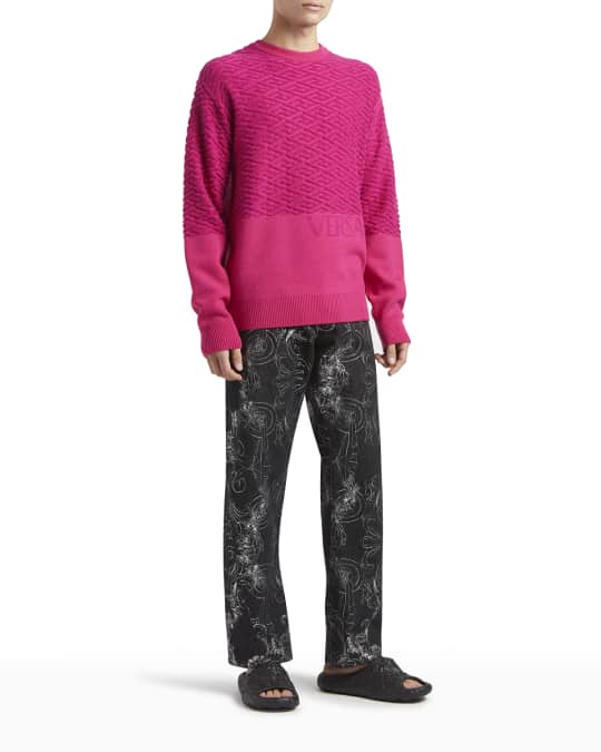 Versace Men's Greca Knit Sweater | Neiman Marcus