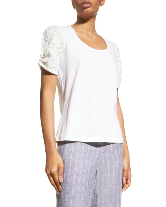 NIC+ZOE Petal LaceSleeve Tee Neiman Marcus