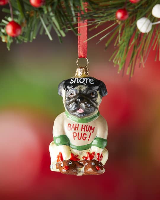 Pug in Christmas Pajamas Slippers Ornament