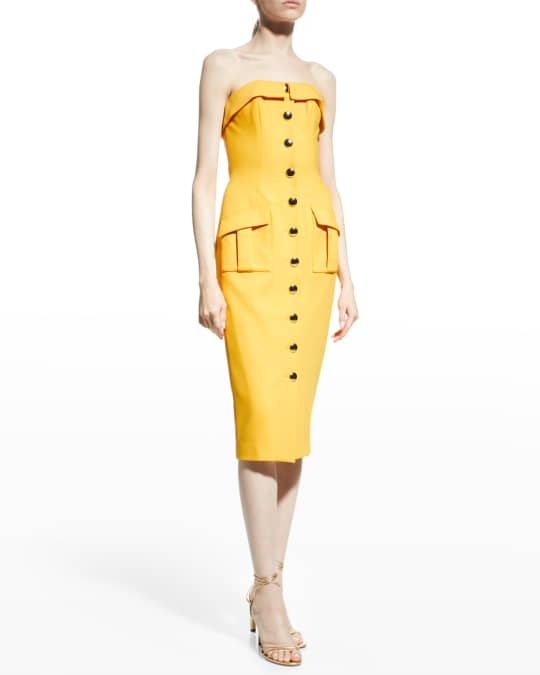 Strapless button down dress deals